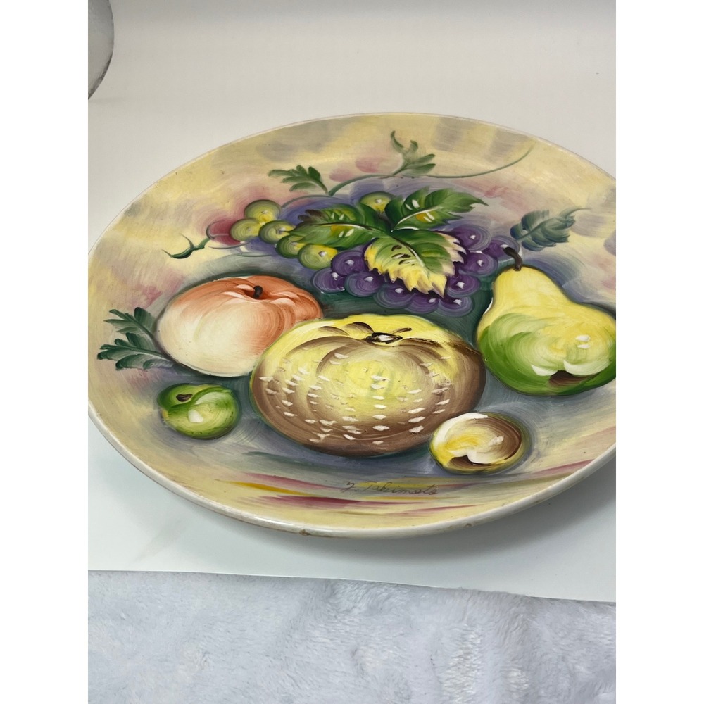 Vintage Ucagco Japan Hand Painted Fruit Decorative Wall Plate Signed Y. Takimoto